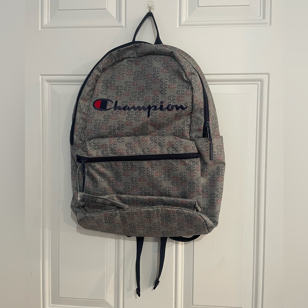 Champion Logo Patterned Gray Backpack